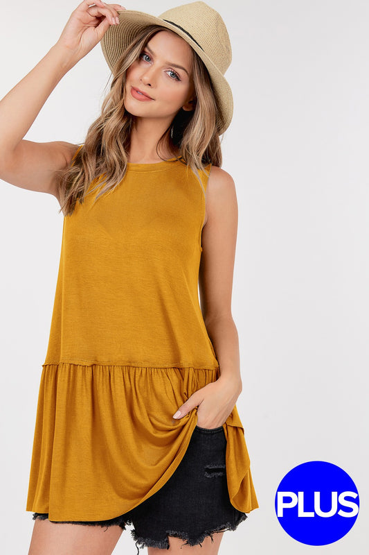 Sleeveless Ruffle Baby Doll Tunic