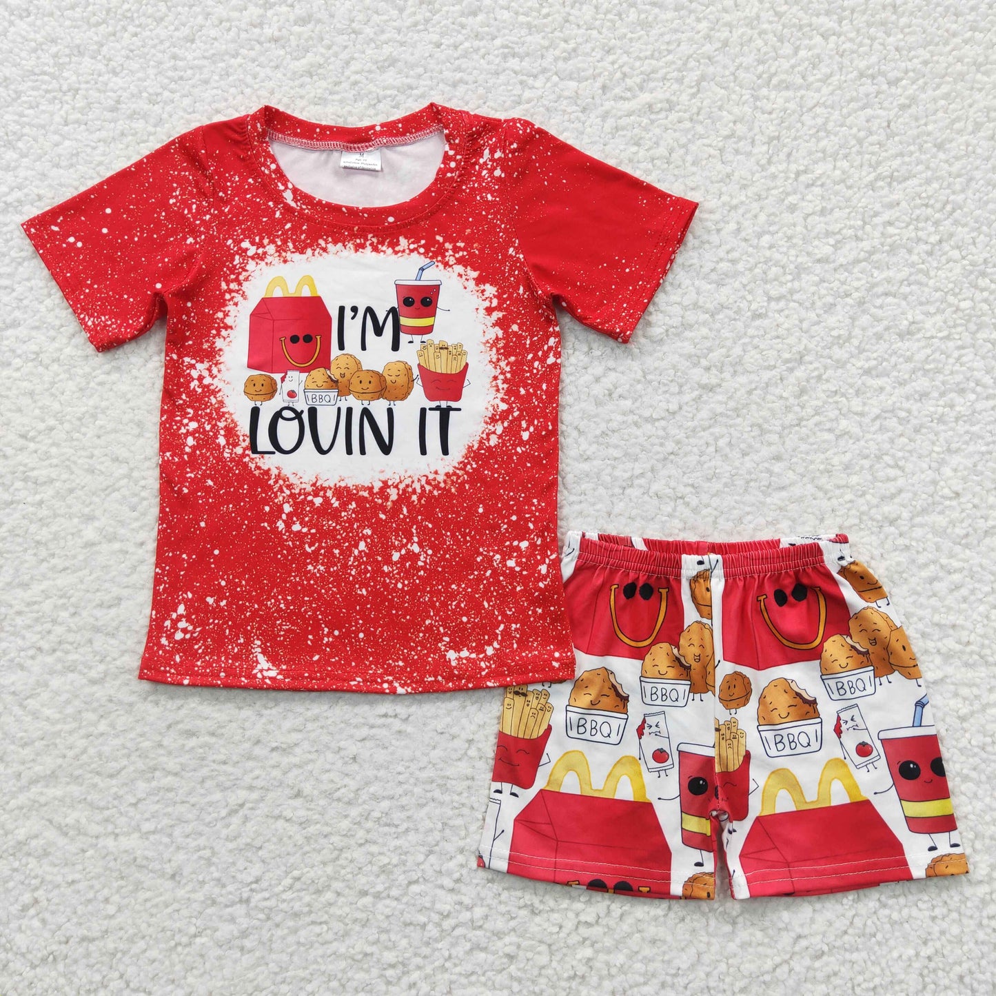 I'm lovin it red kids girls summer clothing set