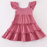 Bubblegum flutter trim tiered dress