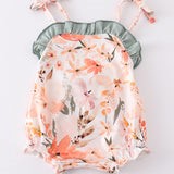 Coral floral print strap girl bubble