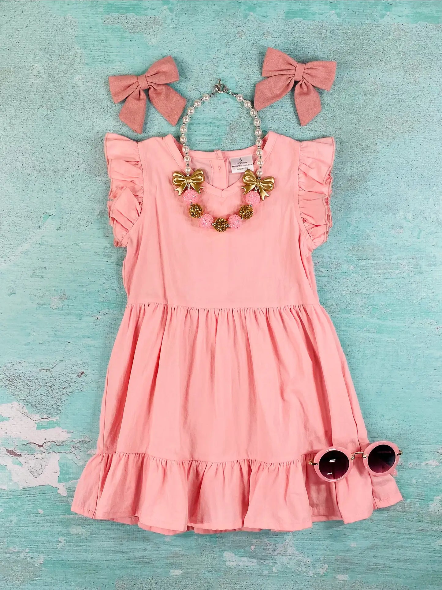 Mommy & Me Peach Flutter Sleeve Dress